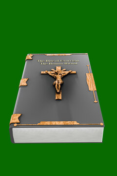 exorcism book on green background