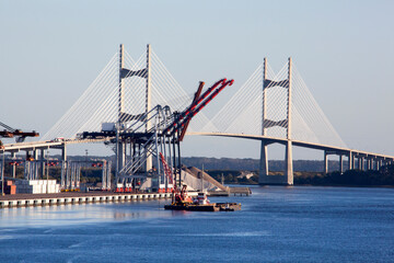 Jacksonville City Port And A Suspension Bridge