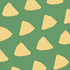 mexican nachos seamless pattern on green background