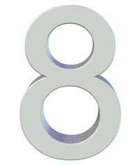 3d silver number 8