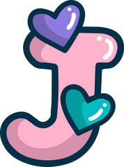 unicorn font, pink letter J with heart