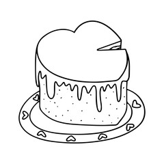 Cake heart doodle in doodle style. Hand drawing vector illustration doodle style. 