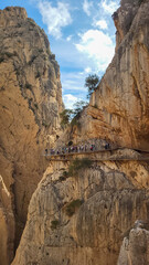 Caminito Del Rey, Spain, November 25, 2022: Visitors Walking Along the Worlds Most Dangerous Footpath Reopened in May 2015. Ardales, Spain.