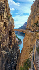 Caminito Del Rey, Spain, November 25, 2022: Bridge in Gorge of the Gaitanes in El Caminito Del Rey Near Ardales in the Province of Malaga, Spain