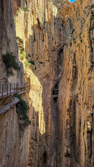 Caminito Del Rey, Spain, November 25, 2022: Bridge in Gorge of the Gaitanes in El Caminito Del Rey Near Ardales in the Province of Malaga, Spain
