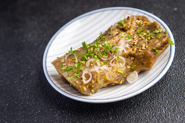 spicy eggplant pickled vegetable asian food delicious snack healthy meal food snack on the table copy space food background rustic top view