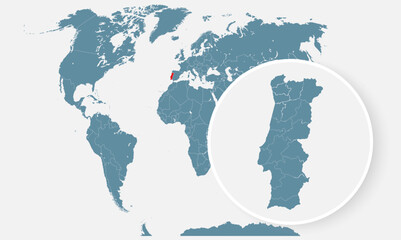 Portugal country on world map, vector template © corben_dallas
