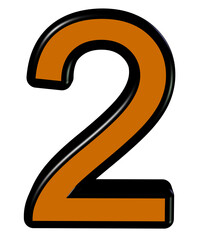 3d coffee colored number 2