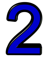 3d blue number 2