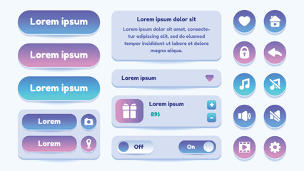 User interface elements for mobile app or game. Set of user interface elements. Vector. Simple flat modern design. For mobile devices, web, social networks, business.