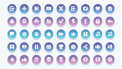 UI elements for mobile app or game. Set of user interface icons. Vector.