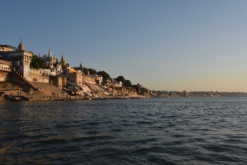 Fototapeta na wymiar Panoramic view of Varanasi Ghats