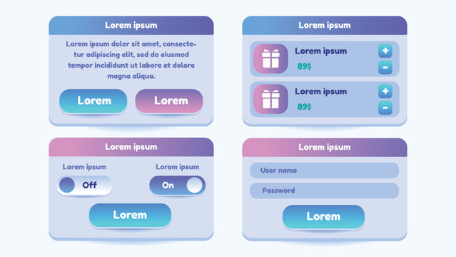 UI. User interface elements for mobile app or game. Set of user interface elements and pop-ups. Vector. Flat modern design. 