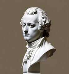 3D illustration marble bust of the classical musician Wolfgang Amadeus Mozart. Mozart, the famous classical composer was a musical genius and prodigy born in Salzburg, Austria during the 18th century. - obrazy, fototapety, plakaty