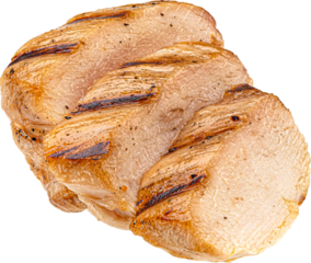 Grilled chicken breast slices isolated