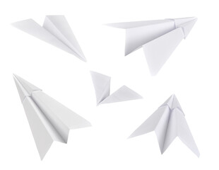 Set of paper planes. Isolated on white background - obrazy, fototapety, plakaty