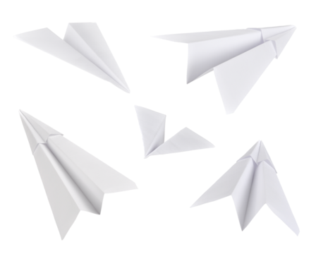 Set of paper planes. Isolated on white background