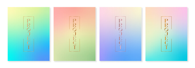 Set of universal cover templates with colorful gradient backgrounds in a modern style. For brochures, booklets, catalogues, posters, branding, social media and other projects. For web and print. 