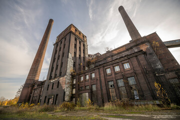 Old epic legendary historic brick abandoned power plant in Silesia, Poland