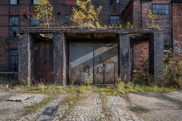 Fototapeta na wymiar Old epic legendary historic brick abandoned power plant in Silesia, Poland