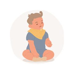 Drooling isolated cartoon vector illustration. Baby with drooling, saliva draining outside the mouth, infant teething problem, toothache treatment, early childhood health vector cartoon.