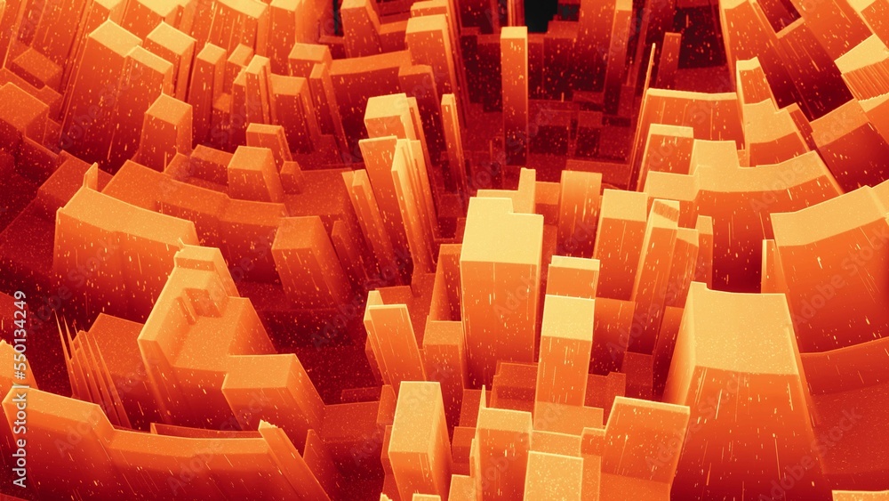 Poster 3d render. beautiful abstract 3d surface with glitter sparkles, abstract 3d waves on surface. red or