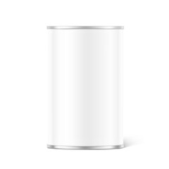 Hight realistic can mockup. Vector illustration isolated on white background. Easy to use for presentation your product, idea, design. EPS10.	