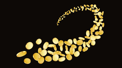 Golden coins explosion. Casino jackpot or win concept.