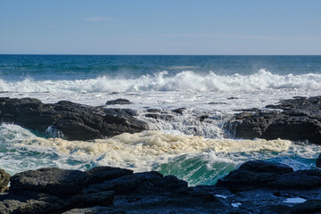 The Flinders Blowhole is one of the few places where you can access the ocean between Cape Schanck and Flinders. Looking out on to Bass Straight. 