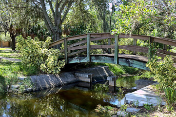 Public park including foot bridges