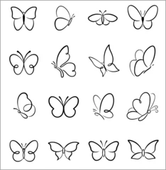 Tuinposter simple butterfly insect outline vector SVG line art © Lozzy