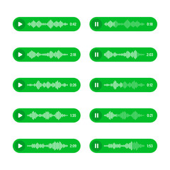 Voice, audio message, speech bubble. SMS text frame. Social media chat or messaging app conversation. Voice assistant, recorder. Sound wave pattern. Vector illustration