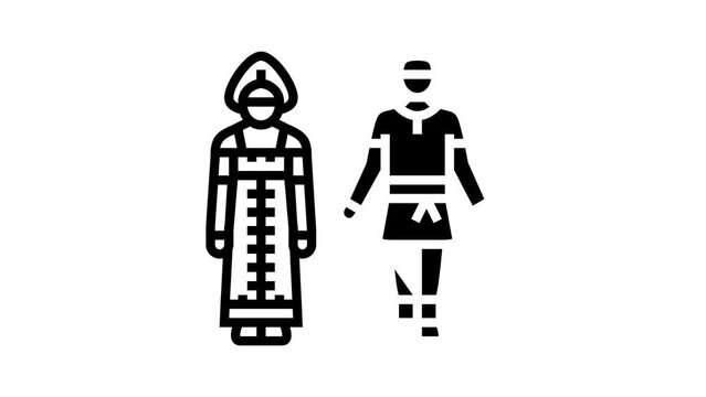russian national clothes line icon animation