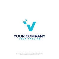 letter v initial logo with digital fraction simple in modern style