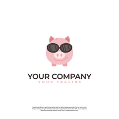 pig cartoon character logo with glasses in modern minimalist style