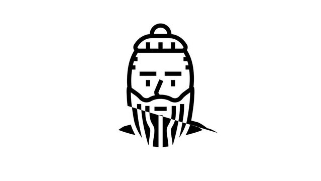 head viking medieval line icon animation