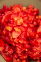 diced tomatoes ready to cook