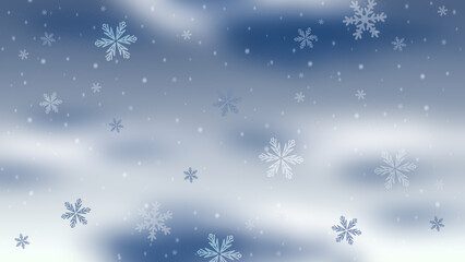 Blue winter background with snowflakes.