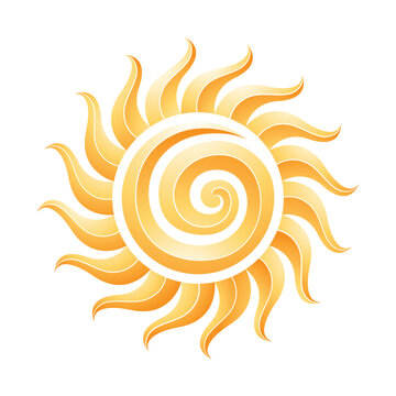 Curvy Yellow Embossed Spiral Sun Icon