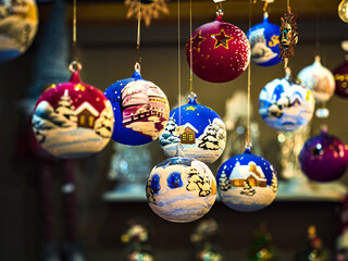 Christmas decorations in the streets of Strasbourg, the capital of Christmas. Christmas market.