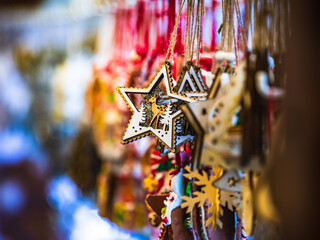 Christmas decorations in the streets of Strasbourg, the capital of Christmas. Christmas market.