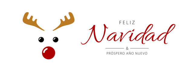 Fototapeta Spanish text: Feliz Navidad y próspero año nuevo. Merry Christmas and Happy New Year. Vector. Cartoon obraz