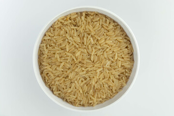 brown rice bowl top view isolated
