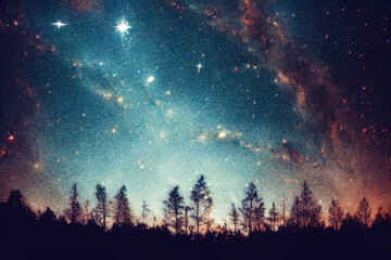 Fototapeta na wymiar starry galaxy night over the mountains
