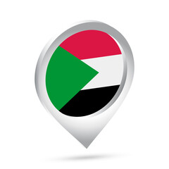 Sudan flag 3d pin icon