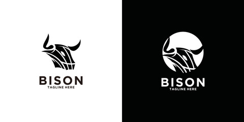 bison logo design animal icon vector illustration