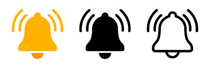 Notification bell icon set - obrazy, fototapety, plakaty