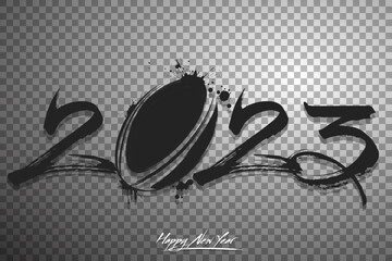 Happy New Year 2023 and rugby ball