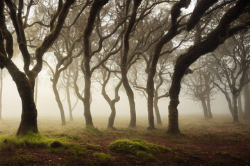 Fototapeta na wymiar misty morning in the woods