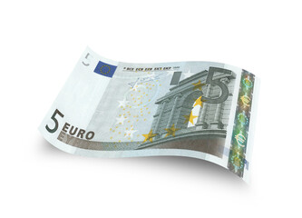 Close up five euro banknote - obrazy, fototapety, plakaty